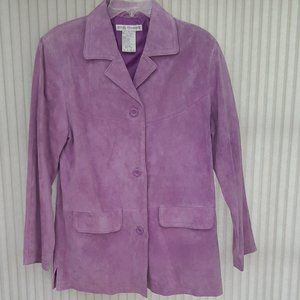 JESSICA HOLBROOK LAVENDER SUEDE LEATHER COAT LONG JACKET SIZE Small CASUAL